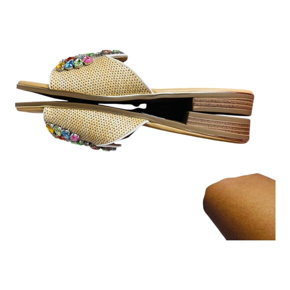 C Comfort Womens Flat Slide Sandals Size 10 Multicolor Rhinestone Slip On - Picture 5 of 5